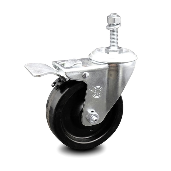 4 Inch Phenolic Swivel 10mm Threaded Stem Caster with Total Lock Brake SCC
